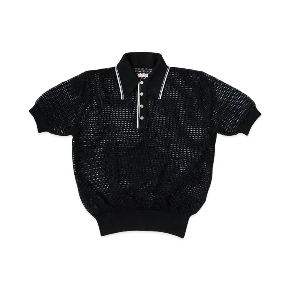 KAPITAL 12G Mesh Knit Carol Polo "Black"