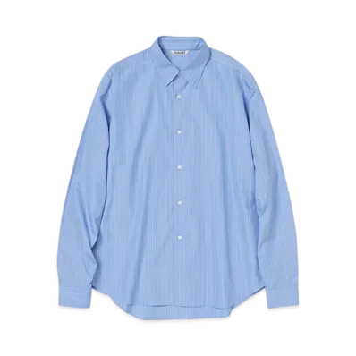 AURALEE Suvin High Count Cloth Stripe Shirt "Blue Stripe"