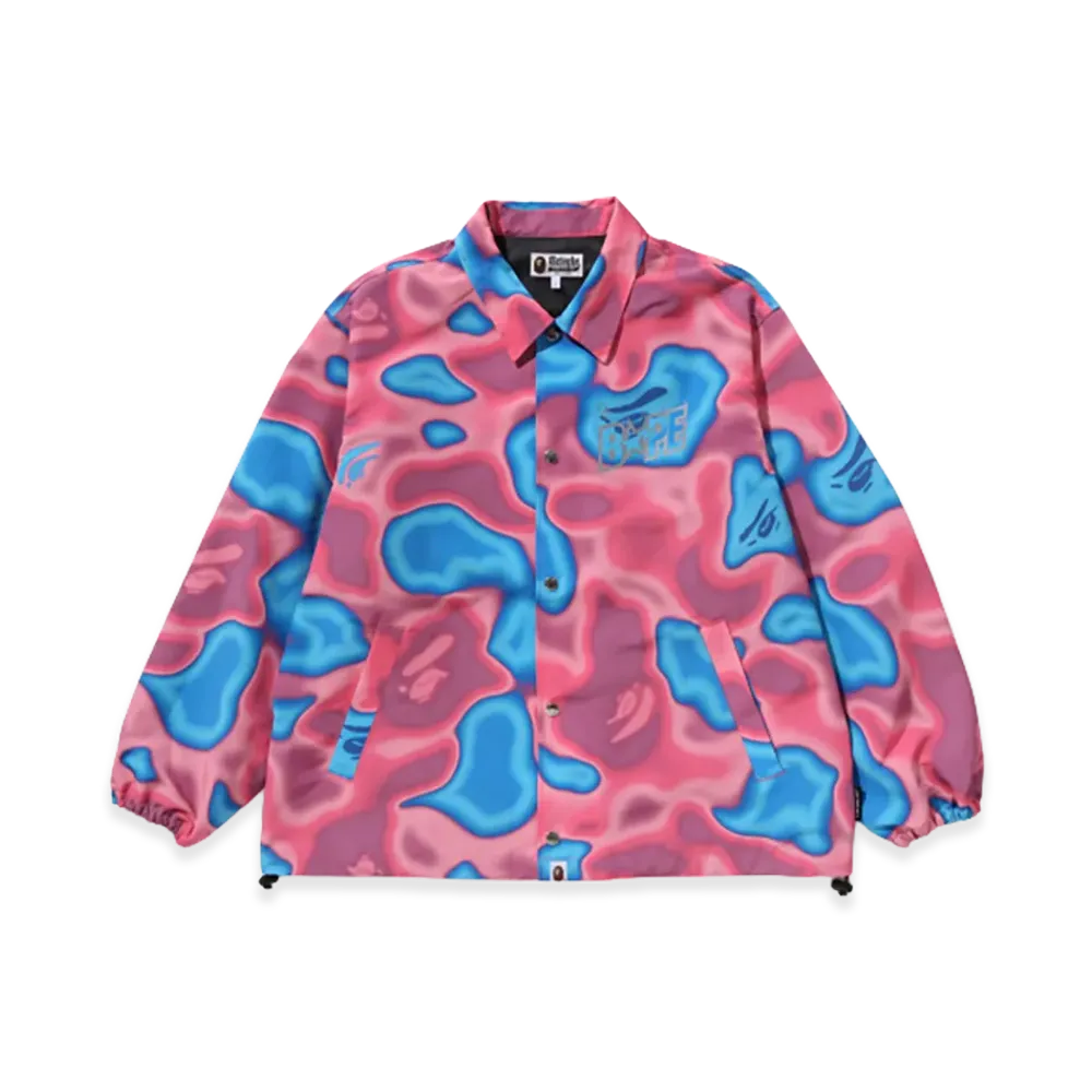 A BATHING APE Liquid Camo Bape Sta Relaxed Fit Coach Jacket "Pink"