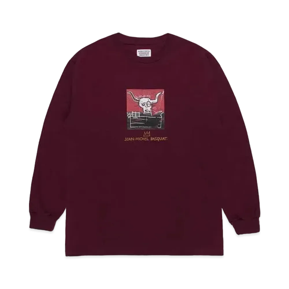 WACKO MARIA JEAN-MICHEL BASQUIAT / Long Sleeve T-Shirt "Burgundy"