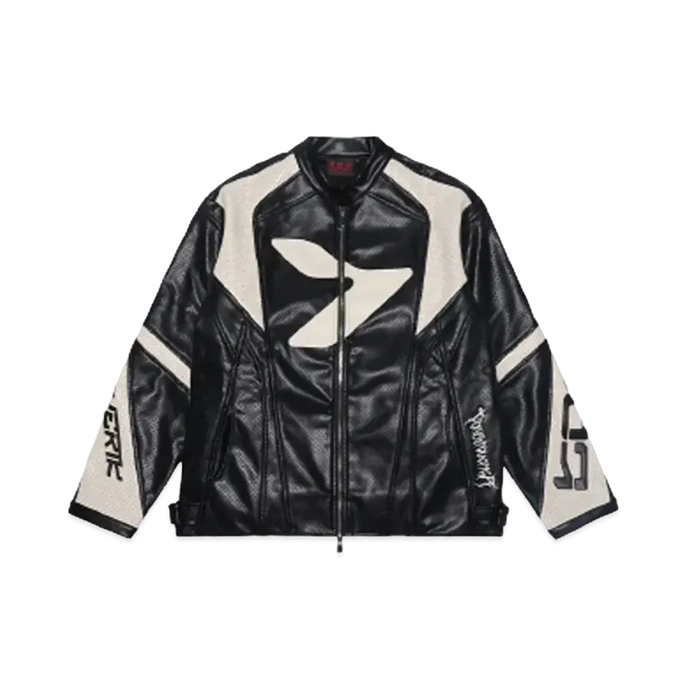 T.C.R MAVERIK MESH LEATHER MOTO JACKET "BLACK"