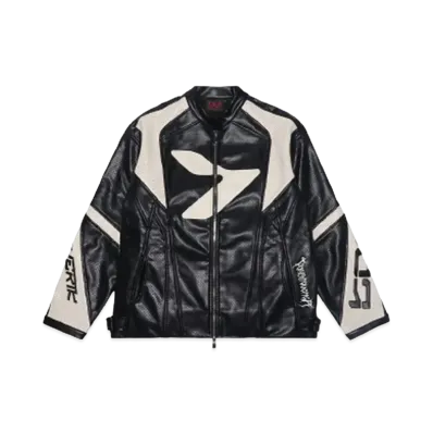 T.C.R MAVERIK MESH LEATHER MOTO JACKET "BLACK"