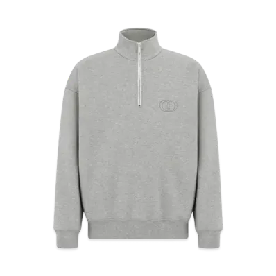 Dior CD Icon Half-Zip Sweatshirt Cotton Fleece "Gray"
