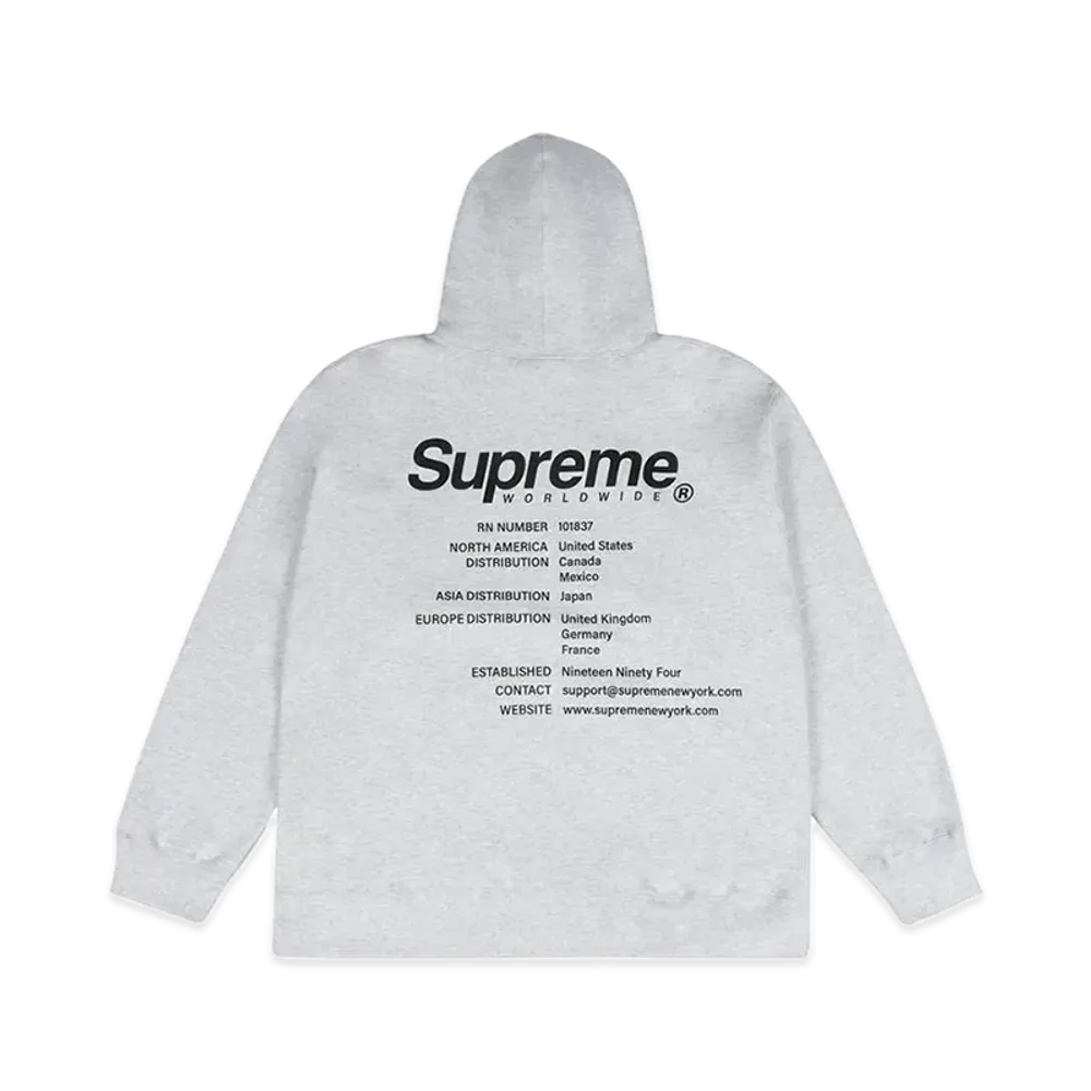 Supreme Worldwide Hooded Sweatshirt "Ash Grey"