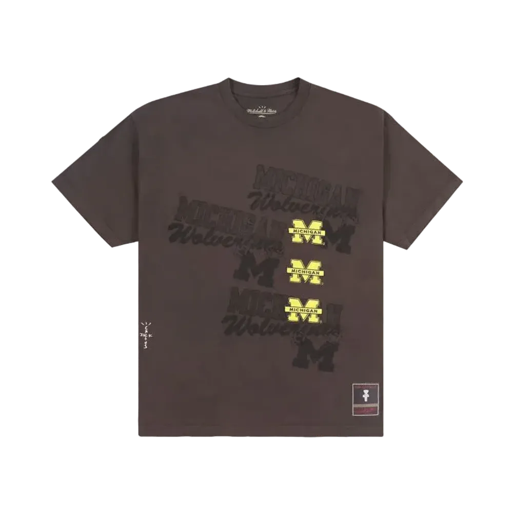 Travis Scott x M&N x University Of Michigan Seal Tee "Brown"