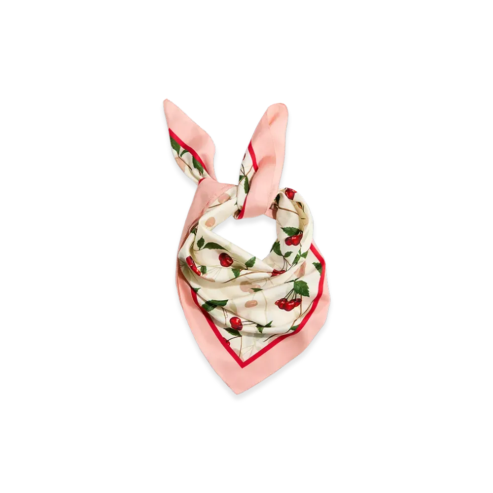 H&M x Stella McCartney Women's Cherry Print Silk Blend Scarf "Cream"