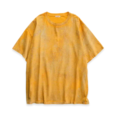 NICENESS Lydon Houndstooth Print Faded T-Shirt "Yellow"