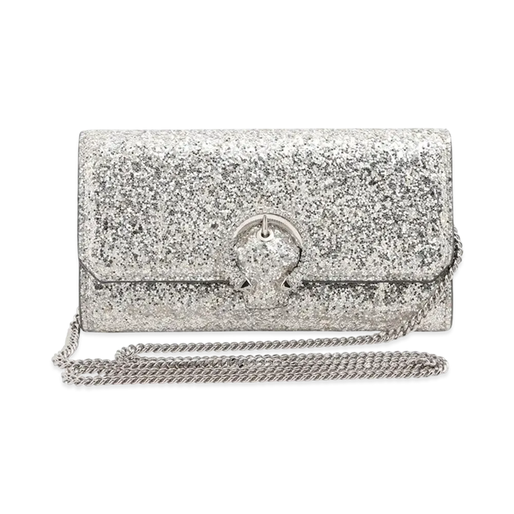 Jimmy Choo Sequin Chain Wallet "Silver"