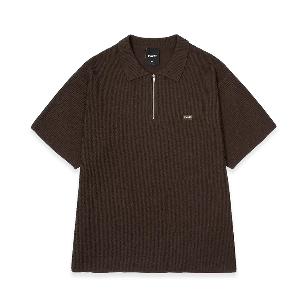 HUF Air Flow Half Zip Polo "Dark Brown"