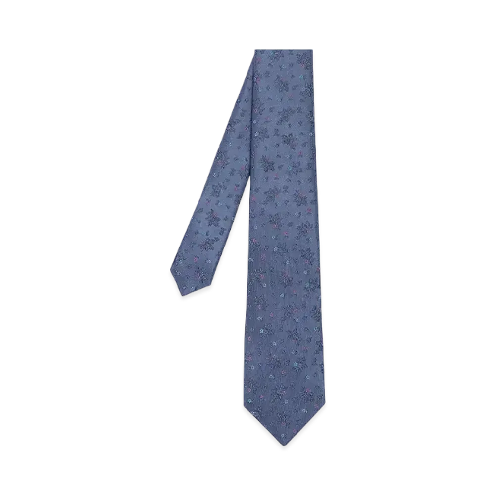Paul Smith Jacquard Flower Tie "GreishBlue"