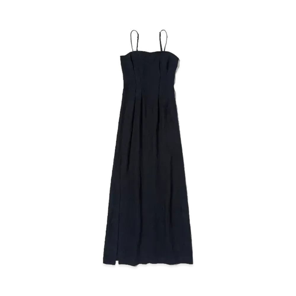 AURALEE Linen Silk Tweed Dress "Dark Navy"