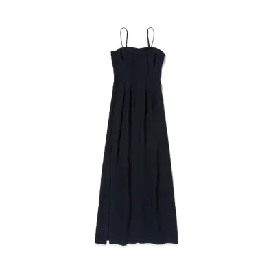 AURALEE Linen Silk Tweed Dress "Dark Navy"