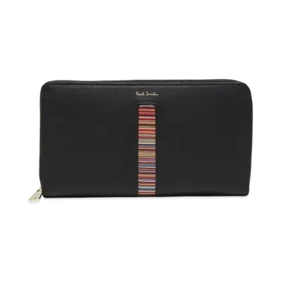 Paul Smith Long Wallet Round Zipper Stripe "Black"