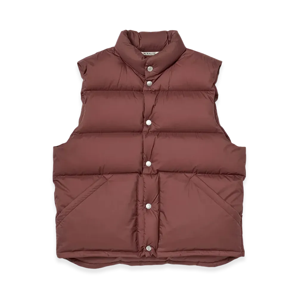 AURALEE Super Light Nylon Ripstop Down Vest "Burgundy"