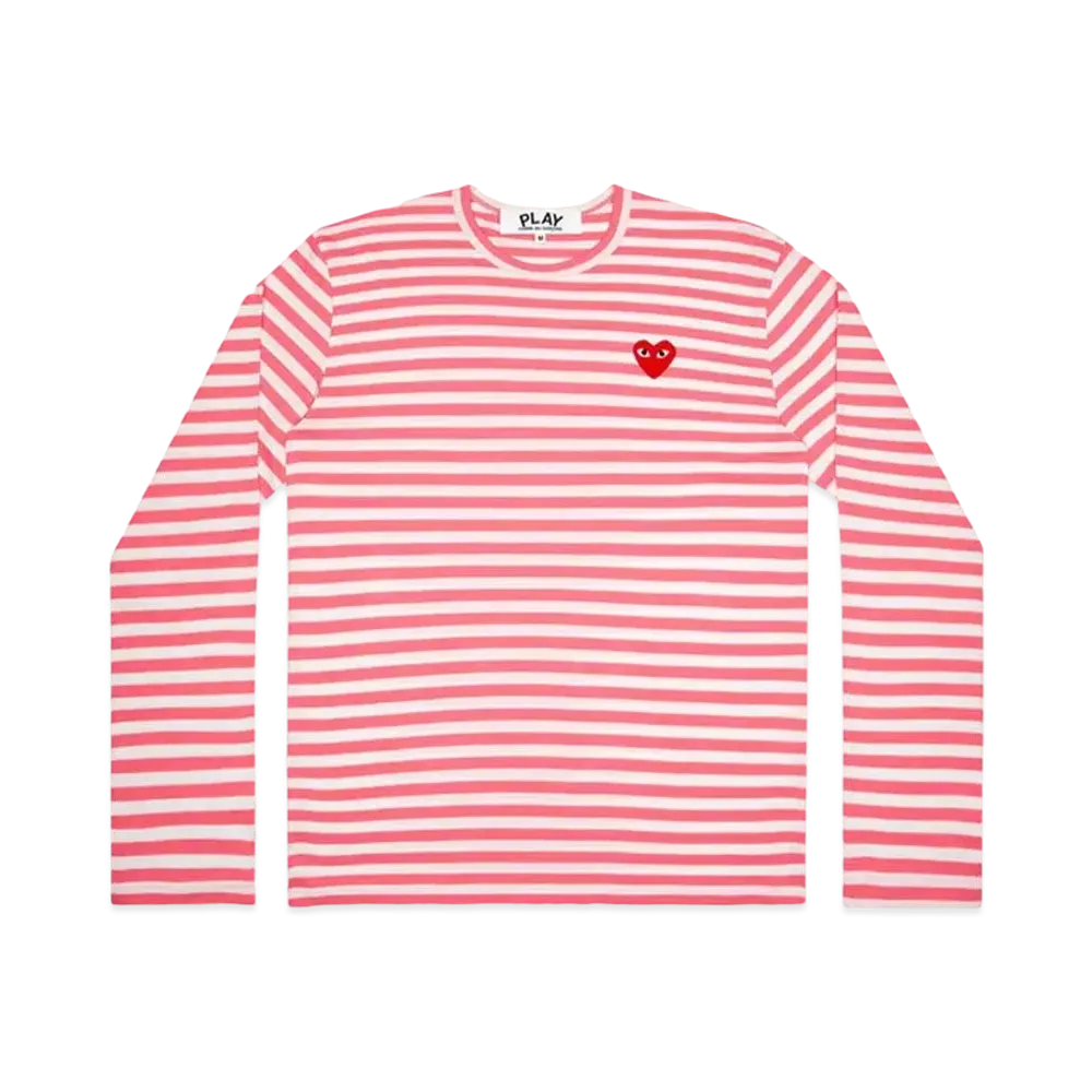 PLAY COMME des GARCONS Striped L/S T-Shirt "Pink/White"