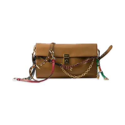 PRADA Soft Sound Large Leather Shoulder Bag with Charm "Camel"