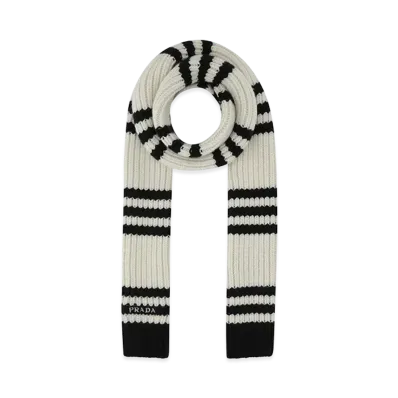 PRADA Women's Embroidecashmere Scarf "Black"