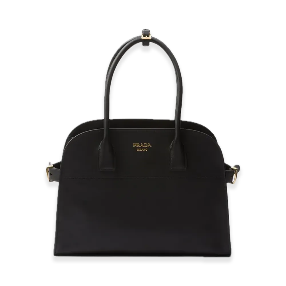 PRADA Medium Soft Grain Leather Tote Bag "Black"