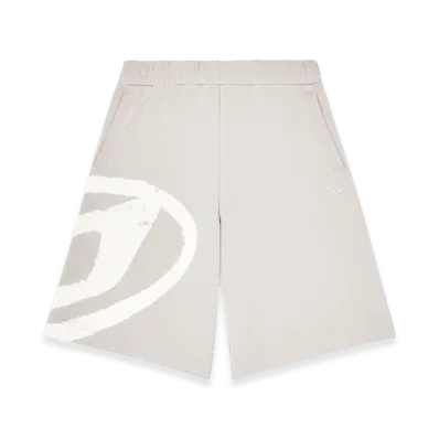 Diesel P-Crow-Bleach Sweat Shorts With Bleached Logo "Grey White"