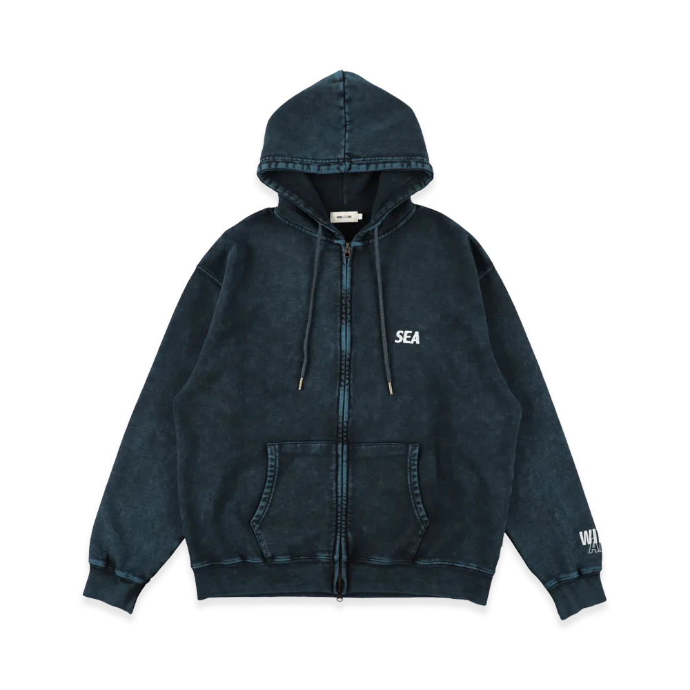 WIND AND SEA Aged Essential Zip Hoddie "Marine Blue"