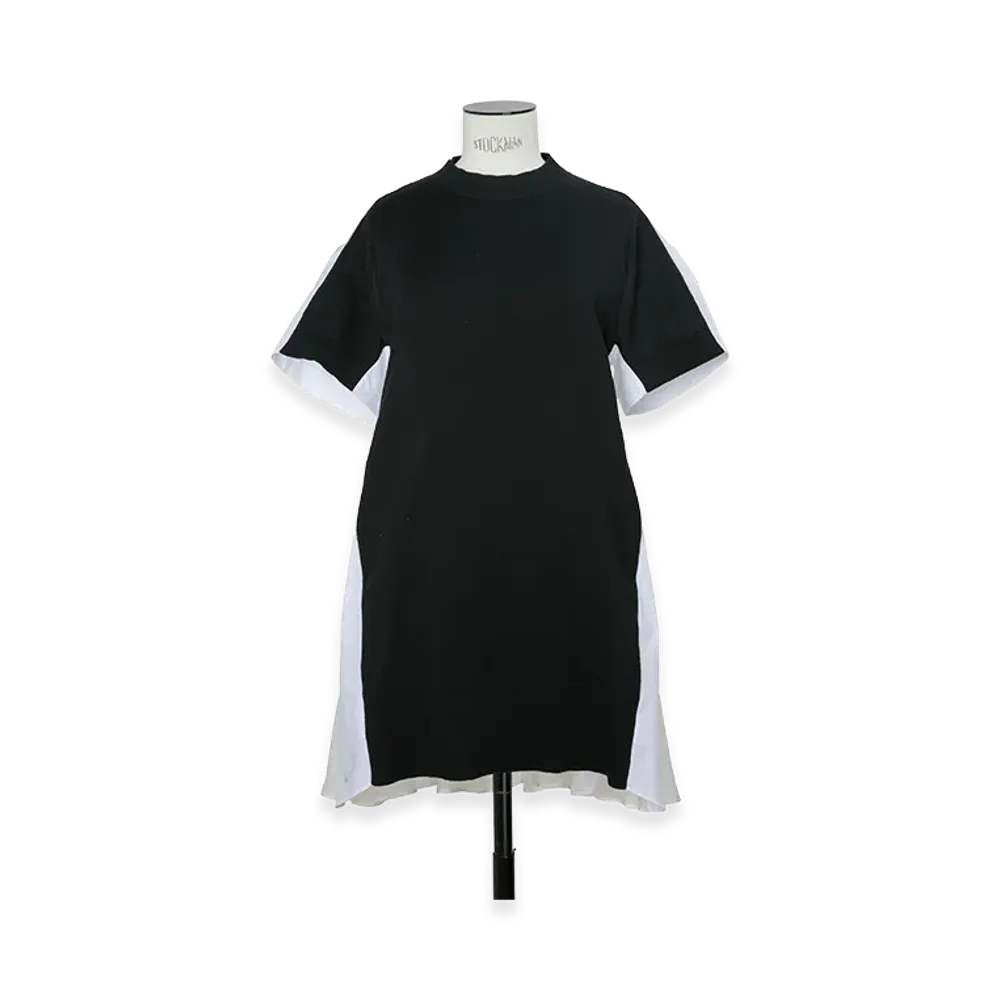 sacai Poplin x Cotton Knit Dress "Black/Off White"