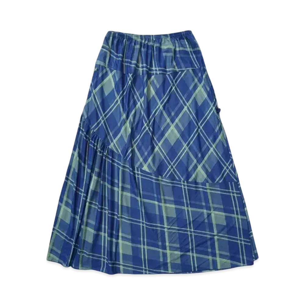 HTH check long skirt "BLUE"