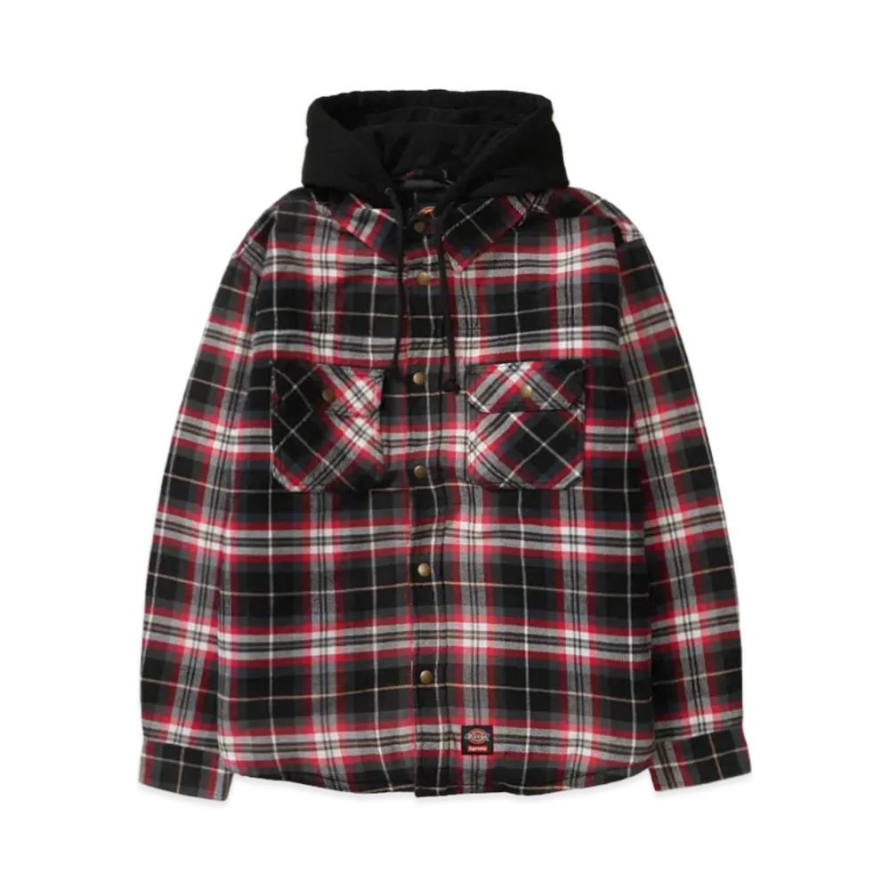 Supreme x Dickies Lined Zip Up Hooded Flannel Shirt "Black"