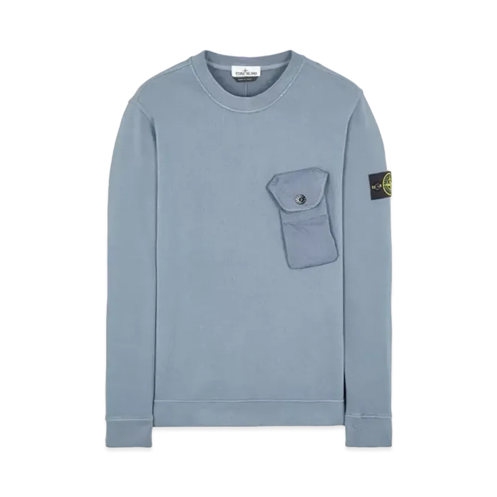 Stone Island 60419 BRUSHED COTTON FLEECE "Mid Blue"