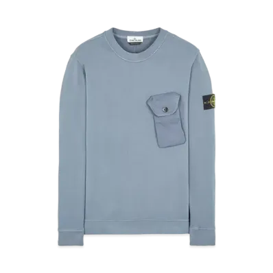 Stone Island 60419 BRUSHED COTTON FLEECE "Mid Blue"