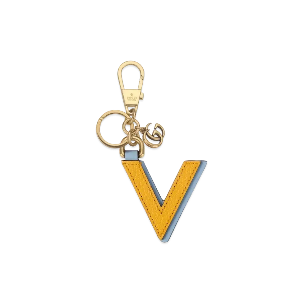 GUCCI Letter V Keychain "Yellow/Light Blue"