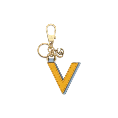 GUCCI Letter V Keychain "Yellow/Light Blue"