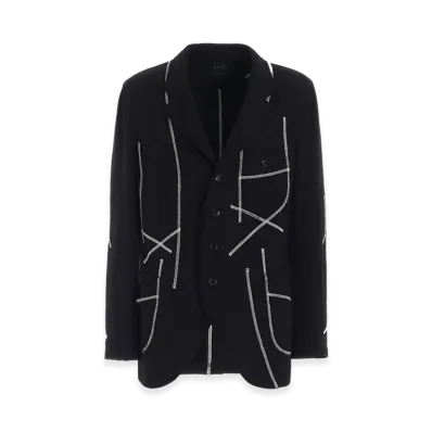 S'YTE French Terry Random Stitch 4 Button Jacket "Black"