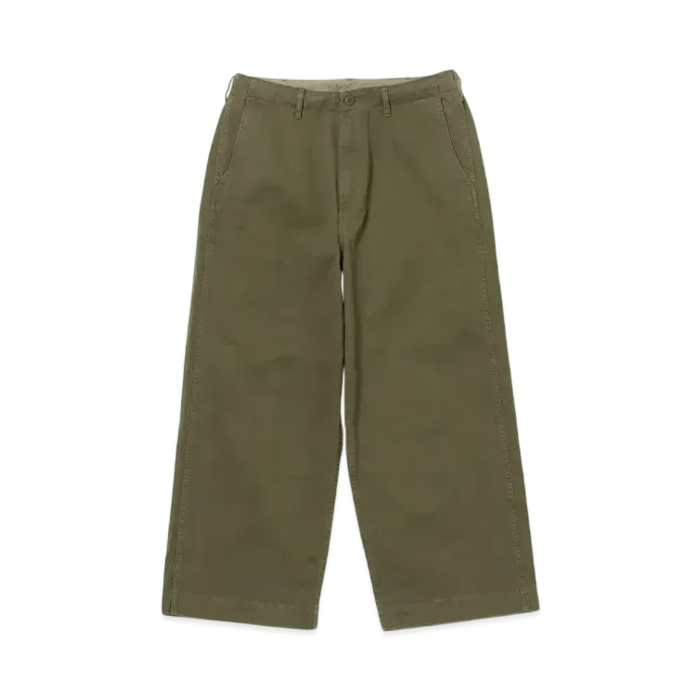 BEAMS 1940s Detail Wide Chino Pants "Olive"