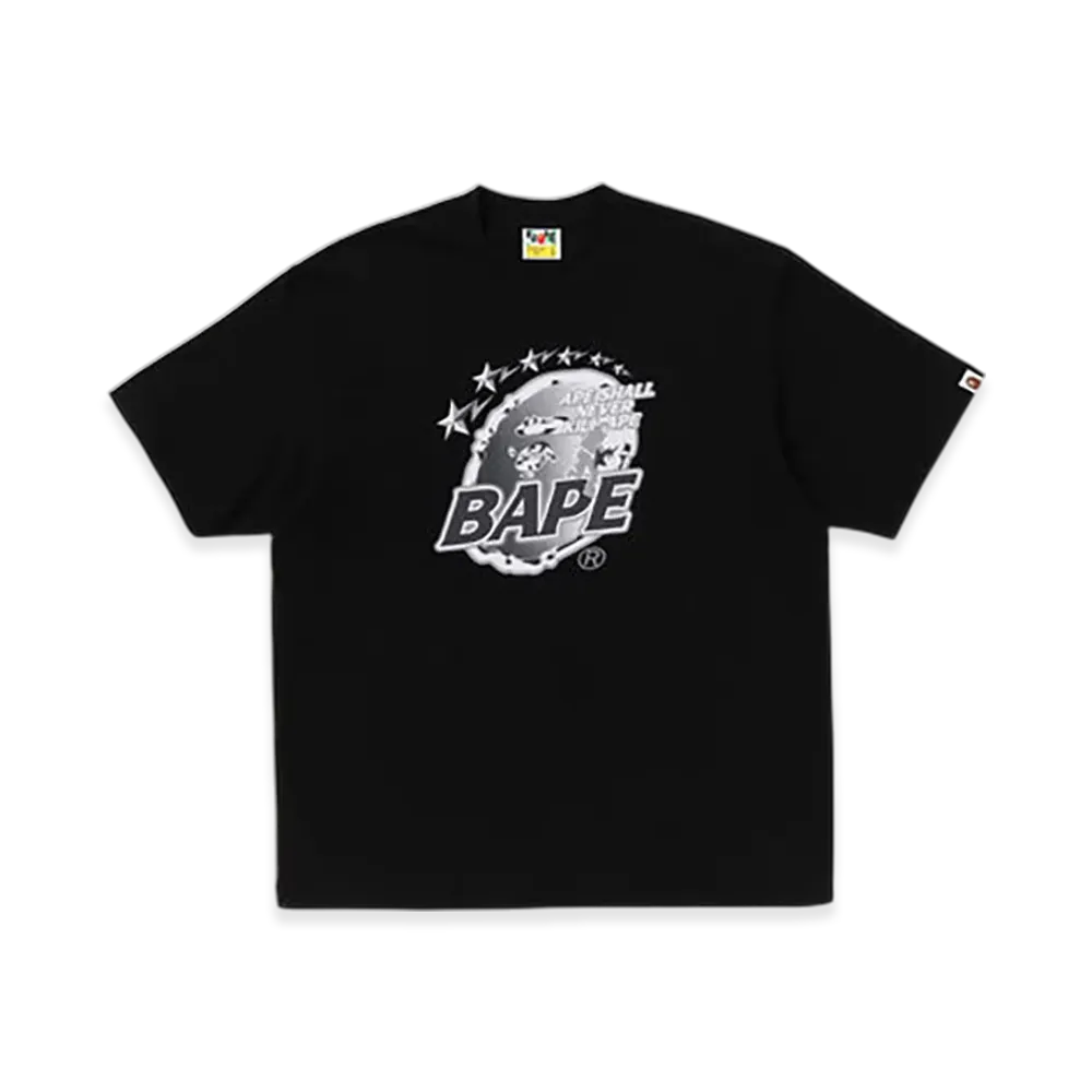 A BATHING APE Metal Ape Head Relaxed Fit Tee "Black"
