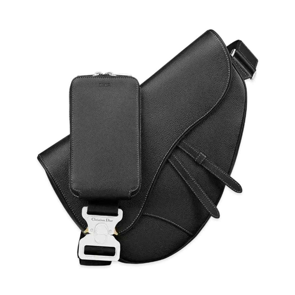 Dior Maxi Saddle Bag Grained Calfskin "Black"