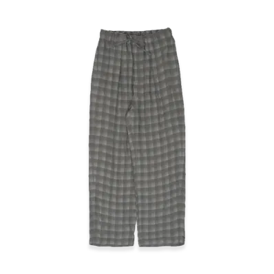 YOKE Rayon Acetate Jacqard Plaid 1Pleated Easy Pants "Gray"