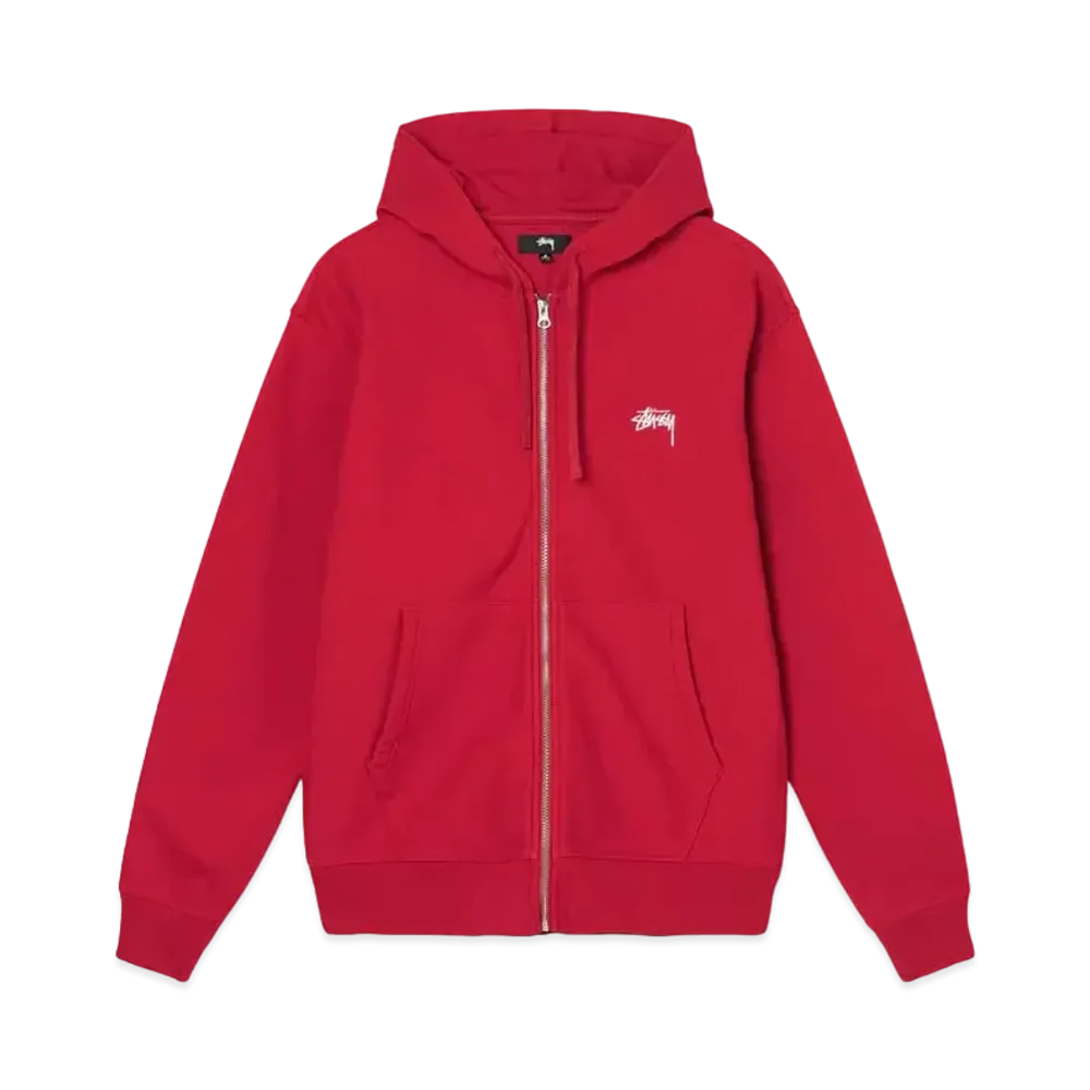Stussy OVERDYED STOCK LOGO ZIP HOODIE "Red"