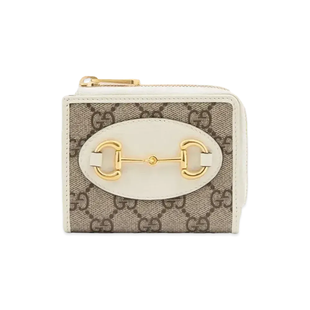 GUCCI Horsebit 1955 Zip Around Wallet "GG Supreme/White"