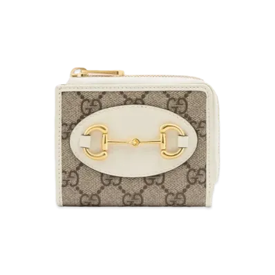 GUCCI Horsebit 1955 Zip Around Wallet "GG Supreme/White"