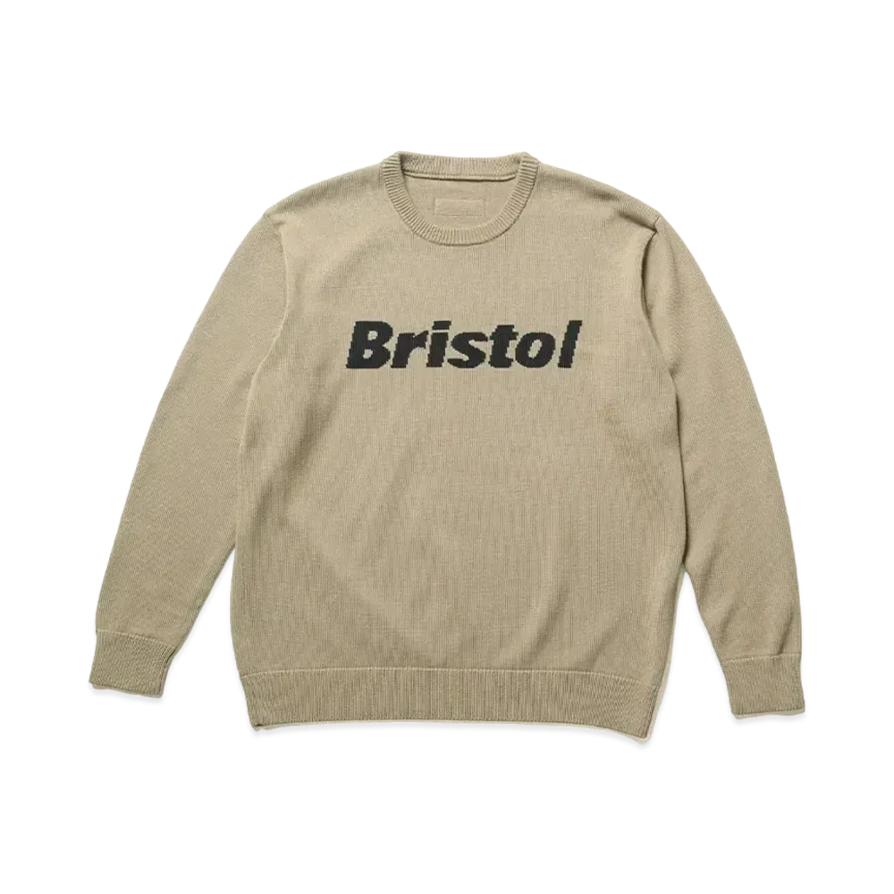 F.C.REAL BRISTOL Authentic Logo Crewneck Knit "Khaki"