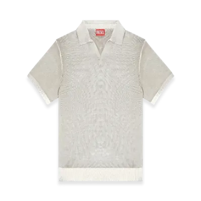 Diesel K-Lorenzo-Ss Reverse-Print Short-Sleeve Polo Jumper "Gray"