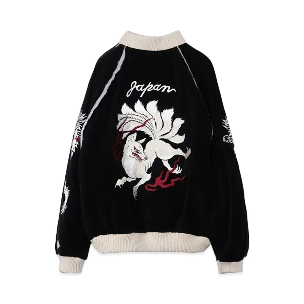 el conductorH VELVETEEN FOX EMBROIDERED SOURVENIR JKT "BLACK"