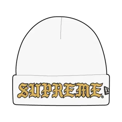 Supreme New Era Old English Beanie "White"