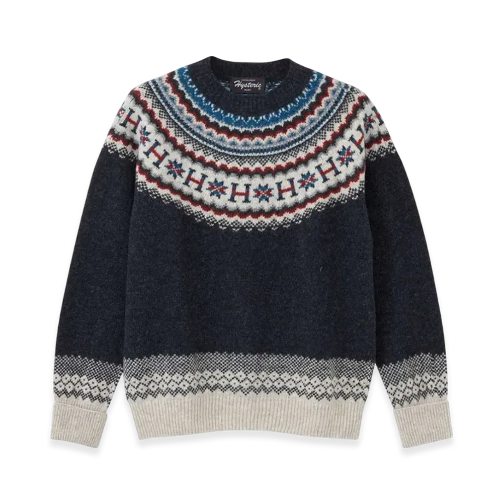 HYSTERIC GLAMOUR x Harley of Scotland H Jacquard Nordic Sweater "Black"