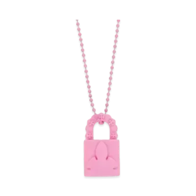 Chrome Hearts Rubber Padlock Fleur Knee Silicone Necklace "Pink"