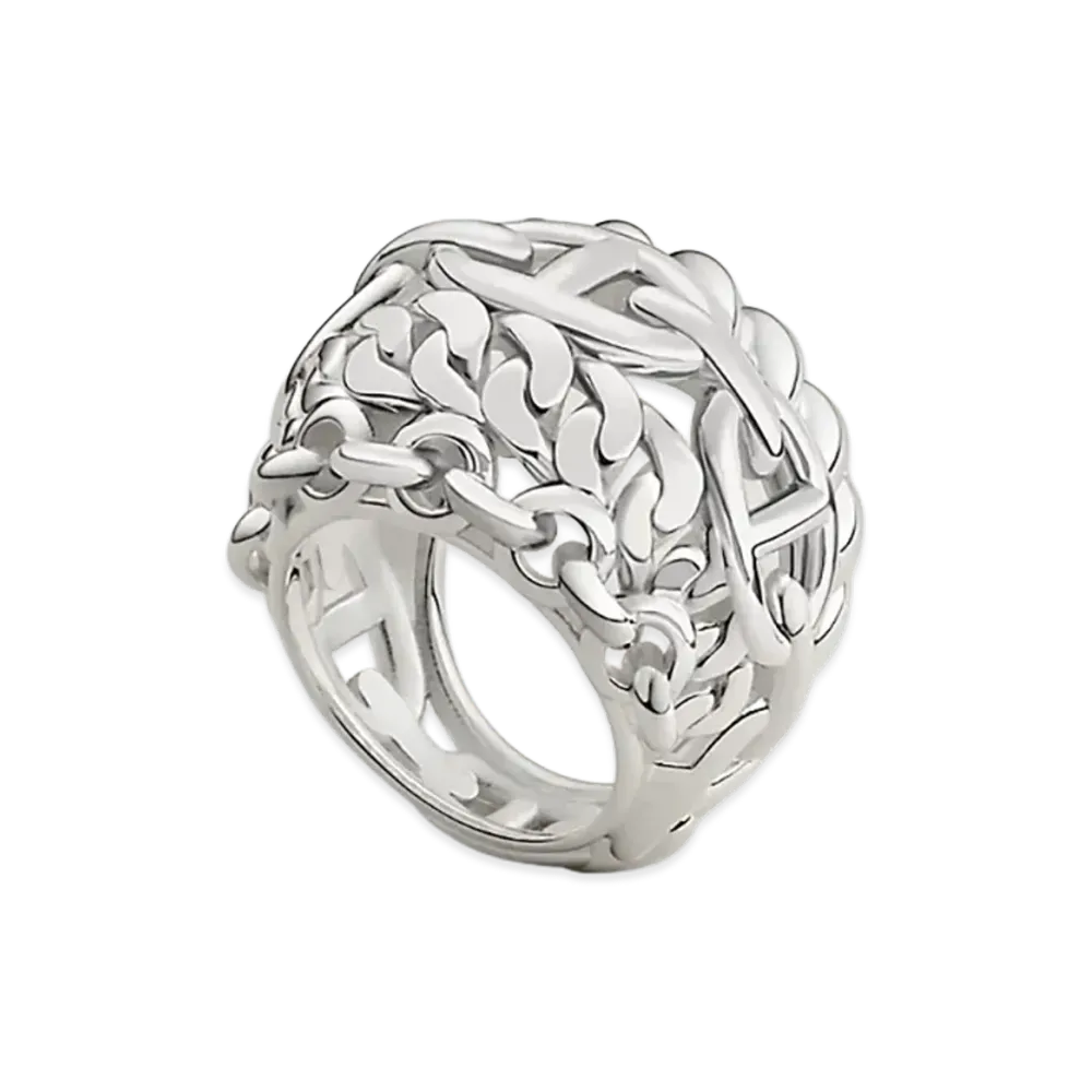 Hermes Chaine D'ancre Multichaines Ring TGM "Silver"
