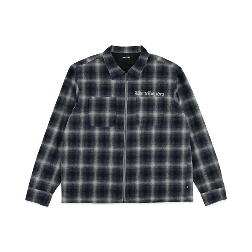 WIND AND SEA Plaid Pattern Zip Shirts "Blue"