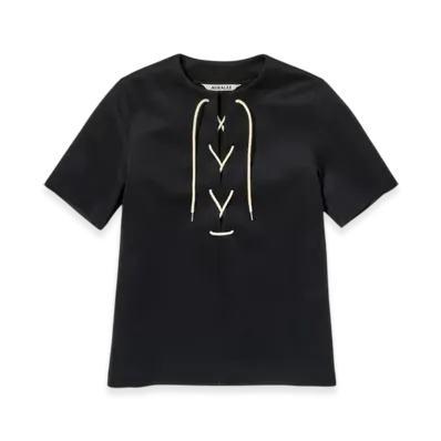 AURALEE Wetsuit Jersey Lace Up Tee "Dark Navy"