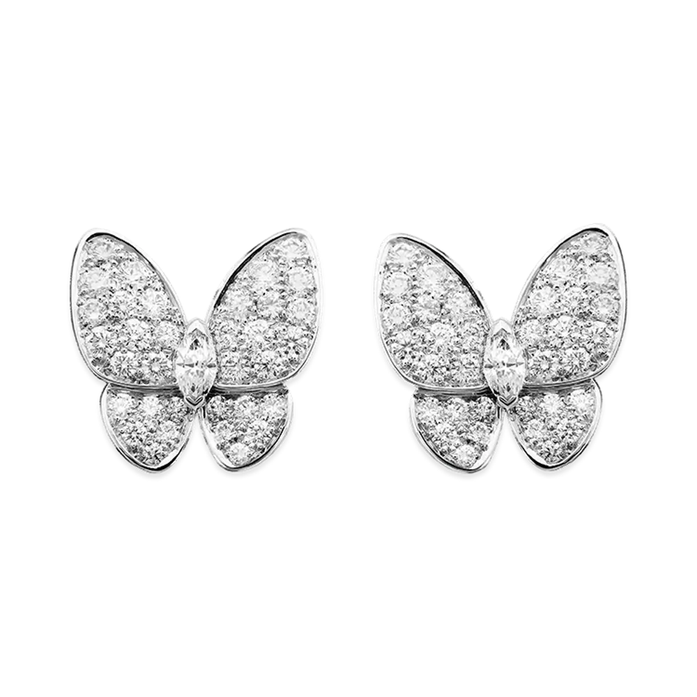 Van Cleef & Arpels Deux Papillons earrings "18K White gold/Diamond"