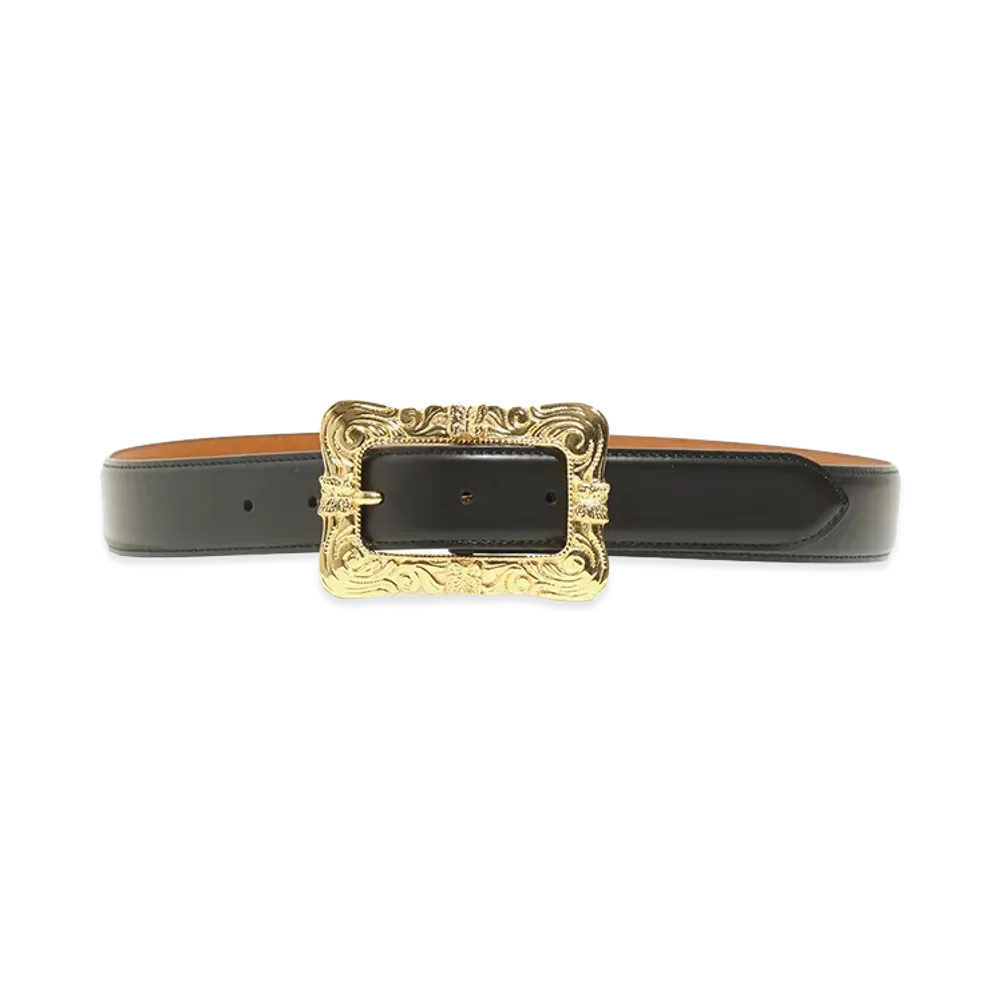 NEEDLES Papillon Square Buckle Belt Steer "Black"